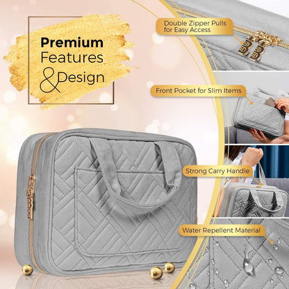 Hanging Travel Toiletry Bag for Women, Makeup Bag, Bathroom & Shower Organizer Kit for Accessories, Cosmetics, Travel Essentials