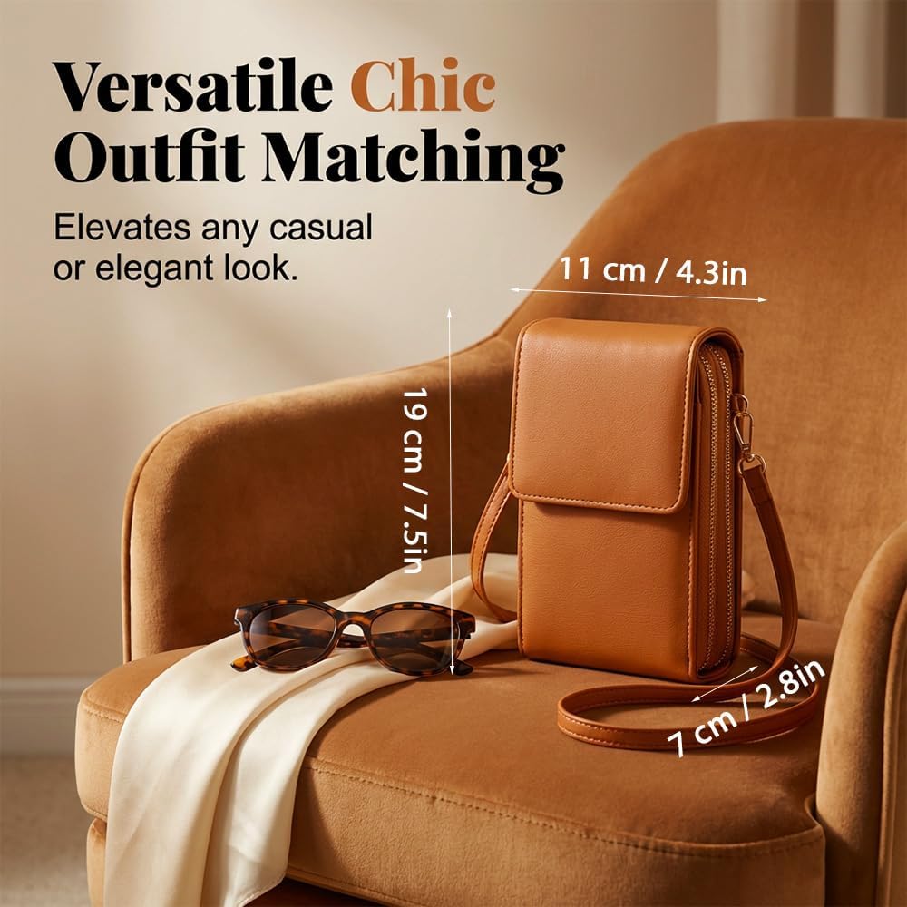 Touch Max Screen Phone Crossbody Bag, Waterproof PU Leather with Adjustable Shoulder Straps