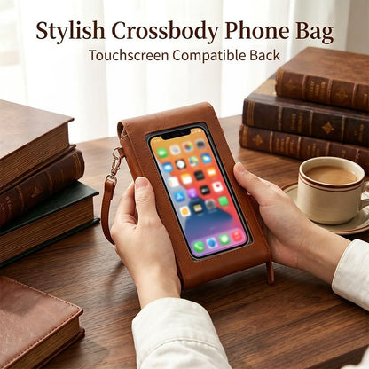 Touch Max Screen Phone Crossbody Bag, Waterproof PU Leather with Adjustable Shoulder Straps