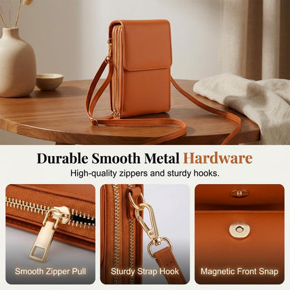Touch Max Screen Phone Crossbody Bag, Waterproof PU Leather with Adjustable Shoulder Straps