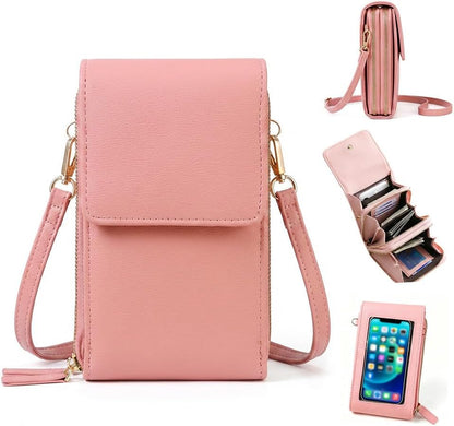 Touch Max Screen Phone Crossbody Bag, Waterproof PU Leather with Adjustable Shoulder Straps
