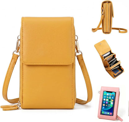 Touch Max Screen Phone Crossbody Bag, Waterproof PU Leather with Adjustable Shoulder Straps