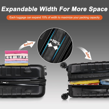 21" Carry On Luggage,Hardside Expandable Suitcase with 360° Spinner Wheels,TSA Lock and Scratch Resistant Shell,Airline Approved for Overhead Bin