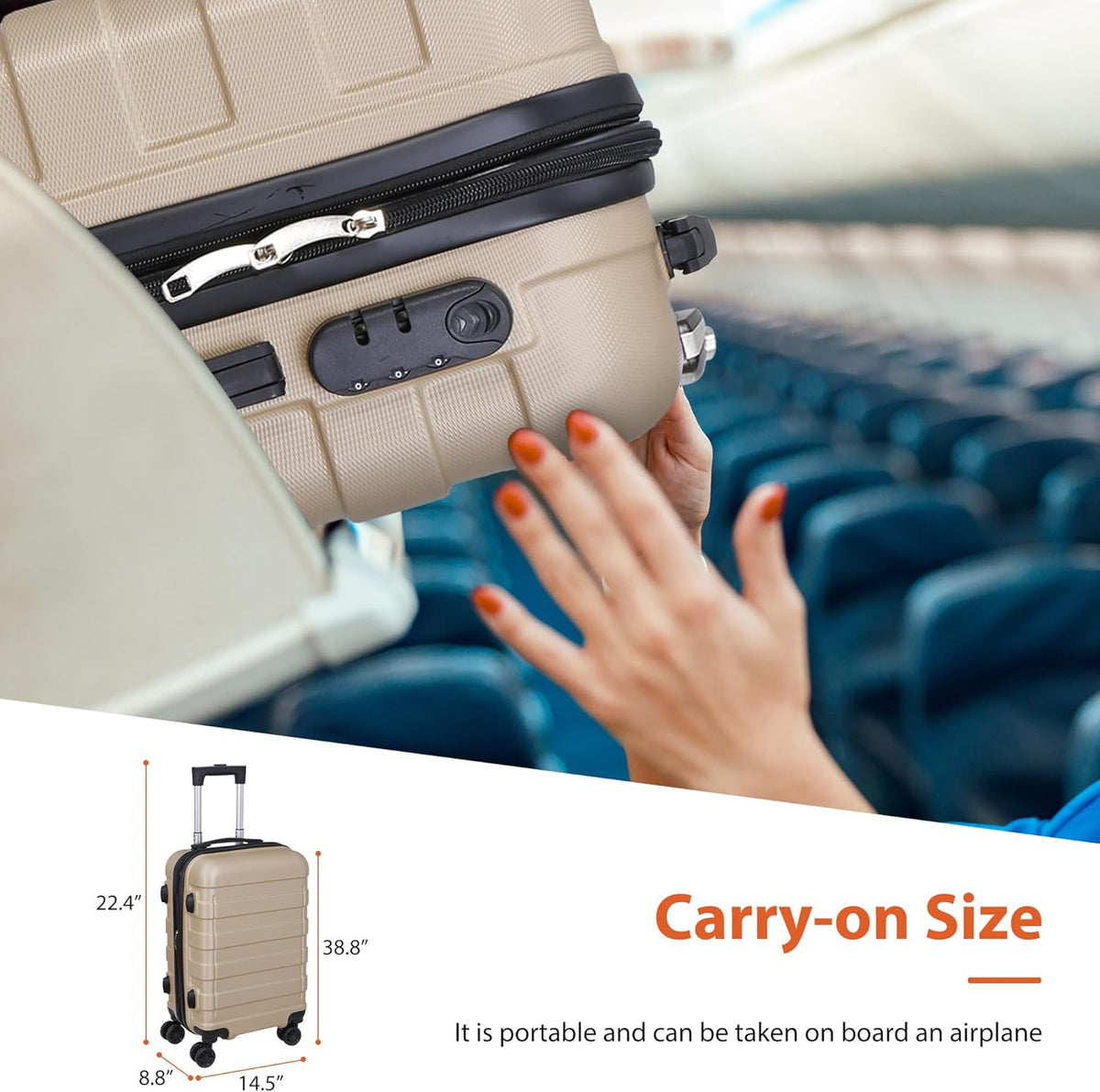 21" Carry On Luggage,Hardside Expandable Suitcase with 360° Spinner Wheels,TSA Lock and Scratch Resistant Shell,Airline Approved for Overhead Bin