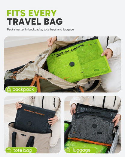 10 Pack Travel Vacuum Bags with Hand Pump, Reusable Waterproof Space Saver for Luggage Clothes Packing