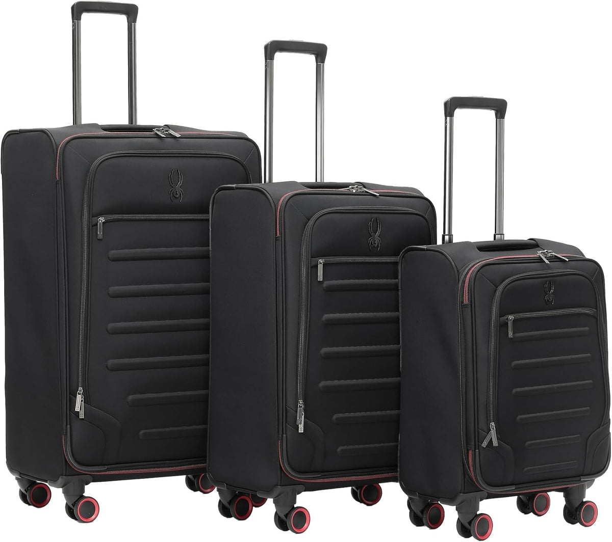 Pivot 22 Inch Expandable Softside Spinner Checked Luggage with 360° Spinner Wheels (Black, Carry-On)
