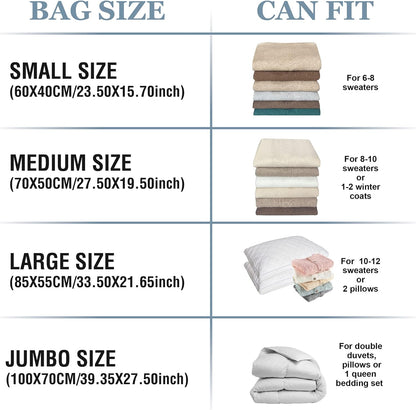 Vacuum Storage Bags, Vacuum Seal Space Saver Bags for Clothing, Travel Lugggage,Carry-on, Blankets, Comforters, Pilow, Bedding, 10 Large