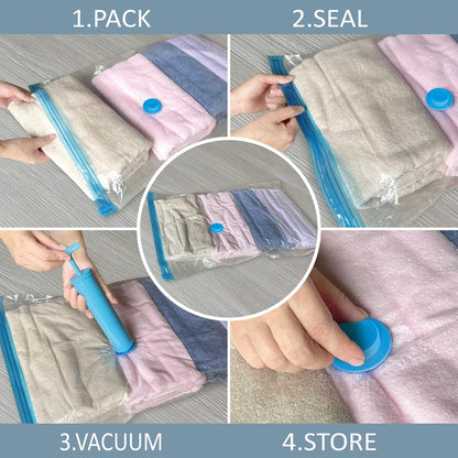 Vacuum Storage Bags, Vacuum Seal Space Saver Bags for Clothing, Travel Lugggage,Carry-on, Blankets, Comforters, Pilow, Bedding, 10 Large