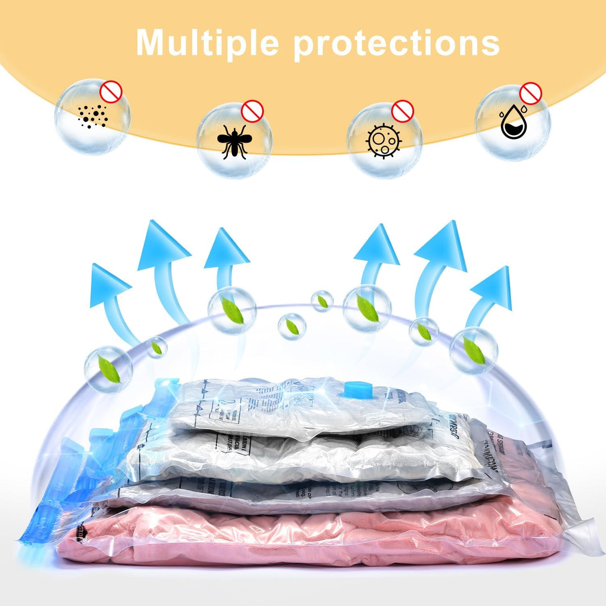 Vacuum Travel Bags Combo - Space Saver Vacuum Storage Bags for Clothing, Blankets, Pillows - Travel Essentials