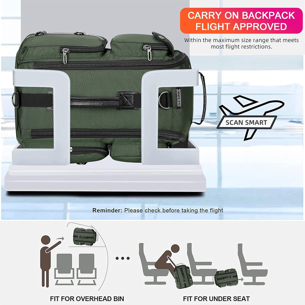 Travel Backpack for Men Carry-on Laptop Backpack | Nylon Luggage Bag Fits 16 Inch for Airline Approved,Multi Pocket, For Traveling,Casual,Commuting, B744 Silvery Grey