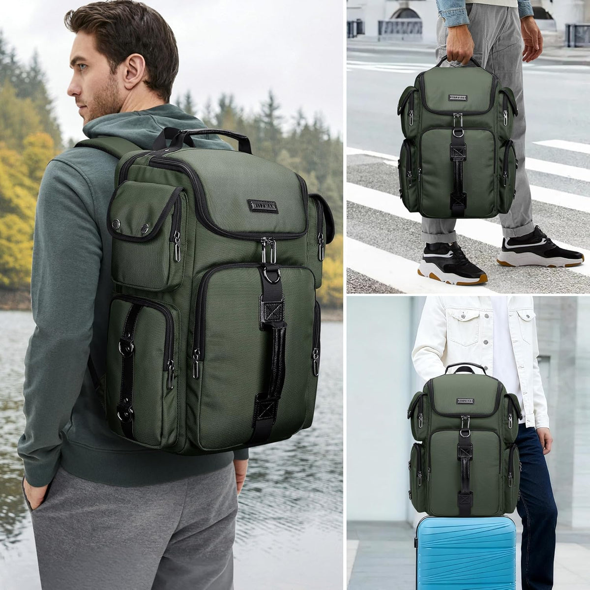 Travel Backpack for Men Carry-on Laptop Backpack | Nylon Luggage Bag Fits 16 Inch for Airline Approved,Multi Pocket, For Traveling,Casual,Commuting, B744 Silvery Grey