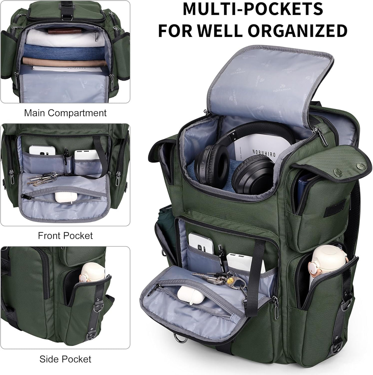 Travel Backpack for Men Carry-on Laptop Backpack | Nylon Luggage Bag Fits 16 Inch for Airline Approved,Multi Pocket, For Traveling,Casual,Commuting, B744 Silvery Grey