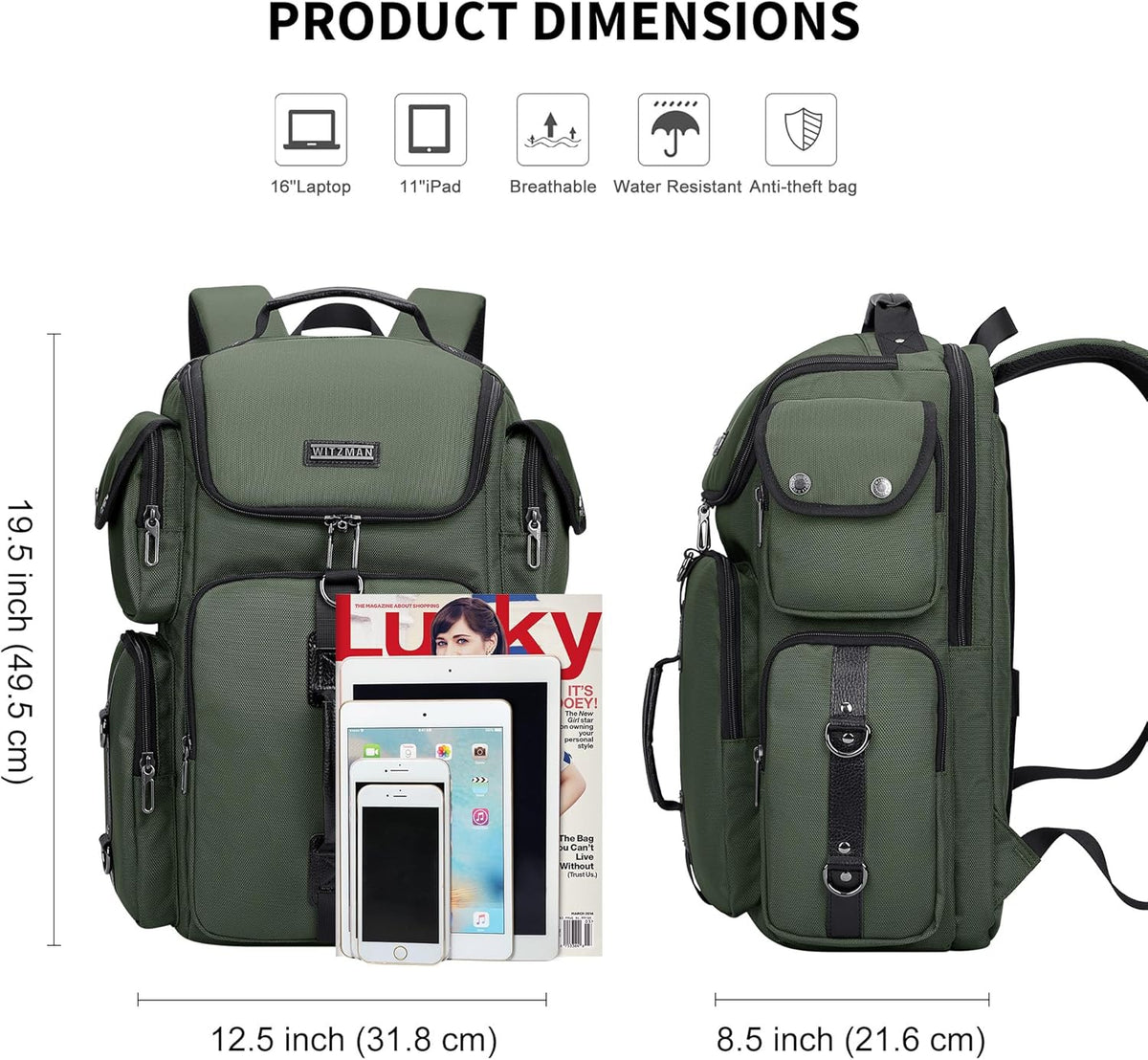 Travel Backpack for Men Carry-on Laptop Backpack | Nylon Luggage Bag Fits 16 Inch for Airline Approved,Multi Pocket, For Traveling,Casual,Commuting, B744 Silvery Grey