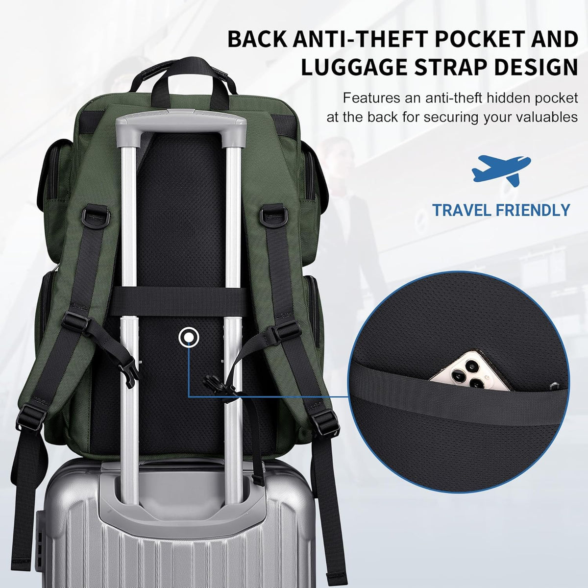 Travel Backpack for Men Carry-on Laptop Backpack | Nylon Luggage Bag Fits 16 Inch for Airline Approved,Multi Pocket, For Traveling,Casual,Commuting, B744 Silvery Grey