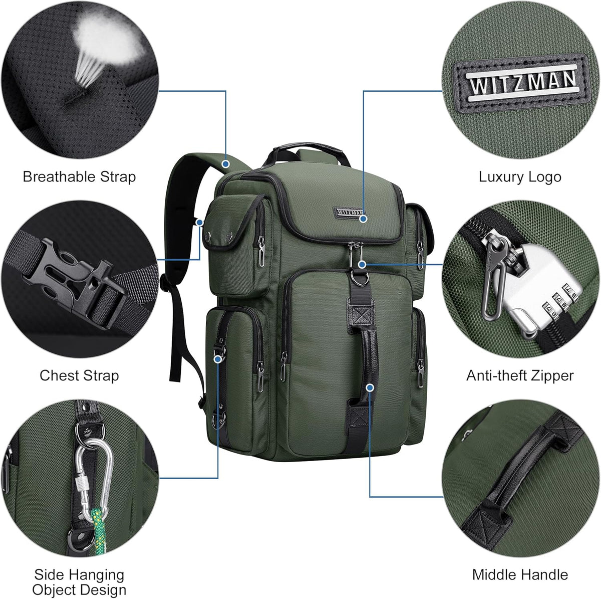 Travel Backpack for Men Carry-on Laptop Backpack | Nylon Luggage Bag Fits 16 Inch for Airline Approved,Multi Pocket, For Traveling,Casual,Commuting, B744 Silvery Grey