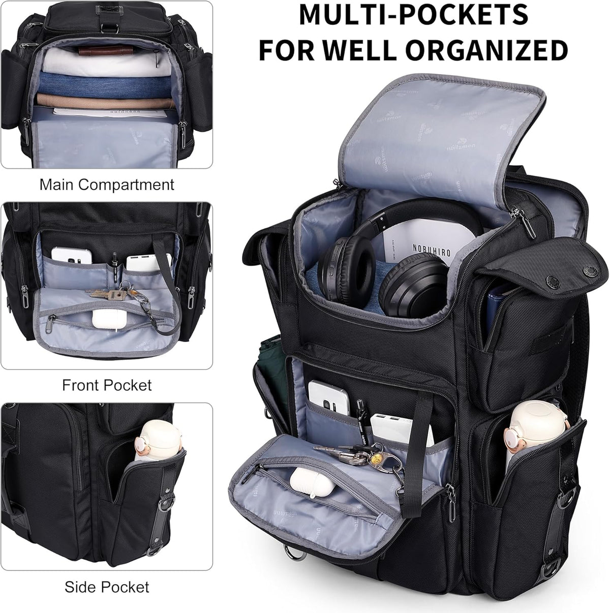 Travel Backpack for Men Carry-on Laptop Backpack | Nylon Luggage Bag Fits 16 Inch for Airline Approved,Multi Pocket, For Traveling,Casual,Commuting, B744 Silvery Grey