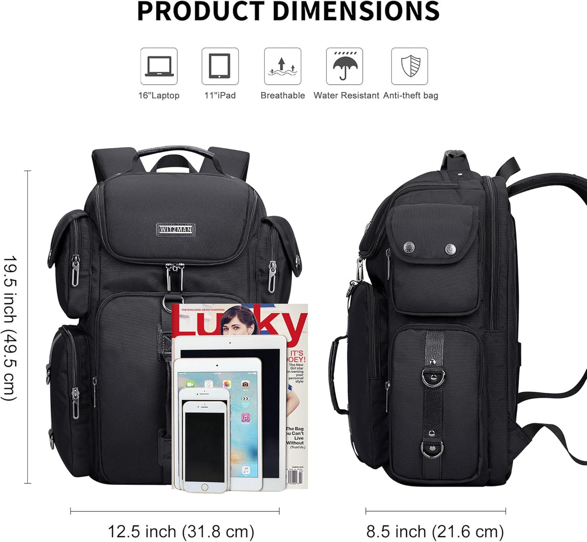 Travel Backpack for Men Carry-on Laptop Backpack | Nylon Luggage Bag Fits 16 Inch for Airline Approved,Multi Pocket, For Traveling,Casual,Commuting, B744 Silvery Grey