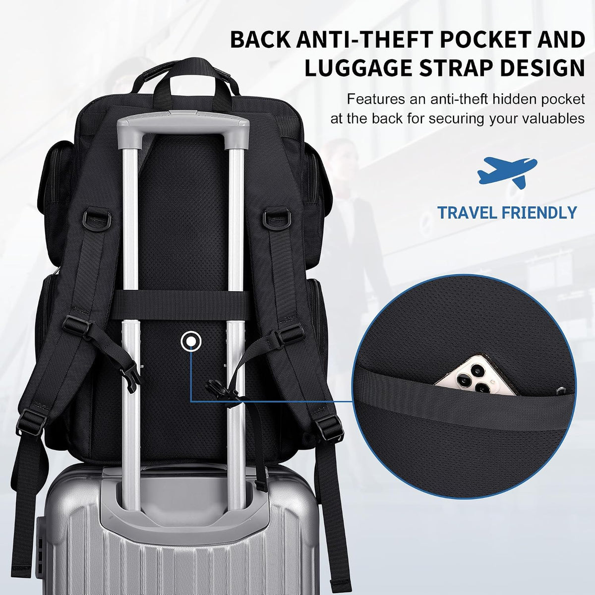 Travel Backpack for Men Carry-on Laptop Backpack | Nylon Luggage Bag Fits 16 Inch for Airline Approved,Multi Pocket, For Traveling,Casual,Commuting, B744 Silvery Grey