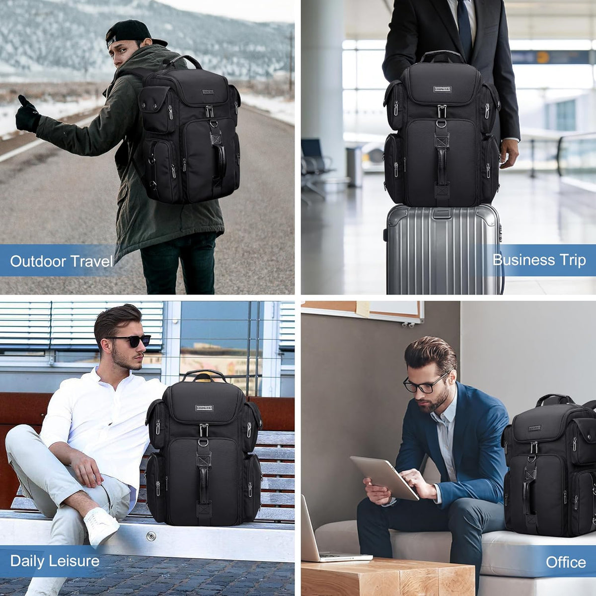 Travel Backpack for Men Carry-on Laptop Backpack | Nylon Luggage Bag Fits 16 Inch for Airline Approved,Multi Pocket, For Traveling,Casual,Commuting, B744 Silvery Grey