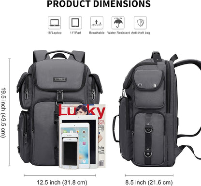Travel Backpack for Men Carry-on Laptop Backpack | Nylon Luggage Bag Fits 16 Inch for Airline Approved,Multi Pocket, For Traveling,Casual,Commuting, B744 Silvery Grey