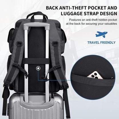 Travel Backpack for Men Carry-on Laptop Backpack | Nylon Luggage Bag Fits 16 Inch for Airline Approved,Multi Pocket, For Traveling,Casual,Commuting, B744 Silvery Grey