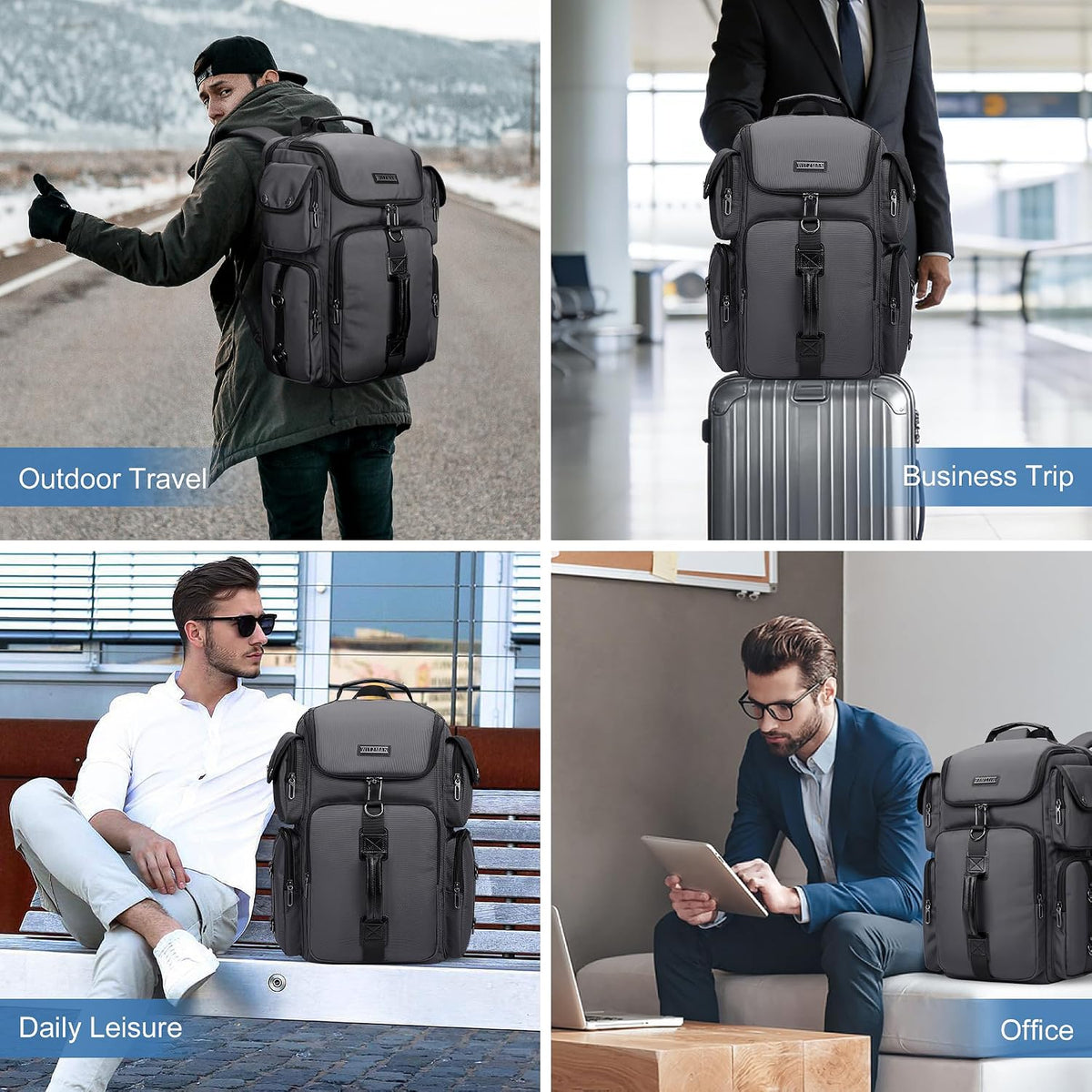 Travel Backpack for Men Carry-on Laptop Backpack | Nylon Luggage Bag Fits 16 Inch for Airline Approved,Multi Pocket, For Traveling,Casual,Commuting, B744 Silvery Grey