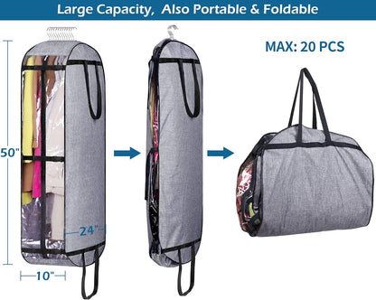 Hanging Garment Bags for Travel Suit Bags for Closet Storage 50" Moving Bags for Clothes Dress Cover for Coat, Jacket, Shirt, Clothing