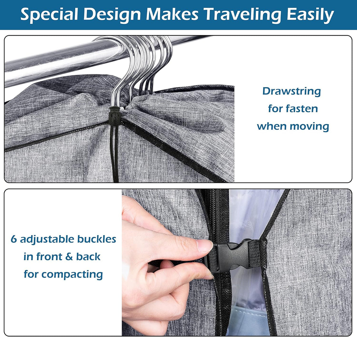 Hanging Garment Bags for Travel Suit Bags for Closet Storage 50" Moving Bags for Clothes Dress Cover for Coat, Jacket, Shirt, Clothing