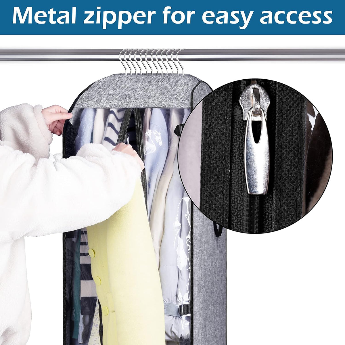 Hanging Garment Bags for Travel Suit Bags for Closet Storage 50" Moving Bags for Clothes Dress Cover for Coat, Jacket, Shirt, Clothing