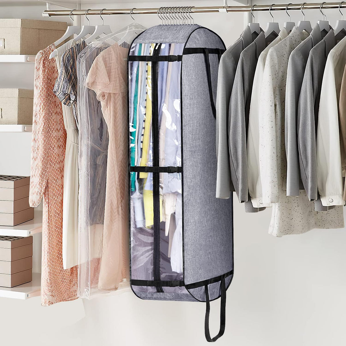 Hanging Garment Bags for Travel Suit Bags for Closet Storage 50" Moving Bags for Clothes Dress Cover for Coat, Jacket, Shirt, Clothing