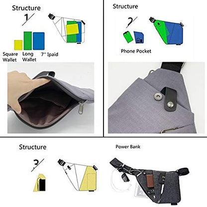 Fashion Digital Shoulder Bag Men Multi-functional Crossbody Backpack Anti-theft Gun Chest Bag