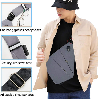 Fashion Digital Shoulder Bag Men Multi-functional Crossbody Backpack Anti-theft Gun Chest Bag