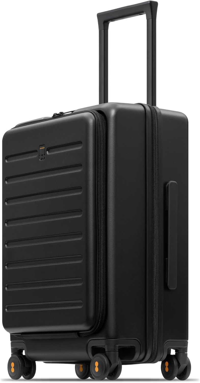 Road Runner Carry On Luggage with Front Compartment, 20 Inch Lightweight Hard Shell Suitcases with Wheels Airline Approved, Tsa Locks for Luggage, Grey,21.46" x 14.57" x 9.45"