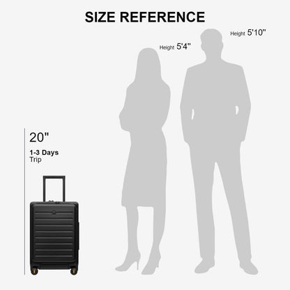 Road Runner Carry On Luggage with Front Compartment, 20 Inch Lightweight Hard Shell Suitcases with Wheels Airline Approved, Tsa Locks for Luggage, Grey,21.46" x 14.57" x 9.45"