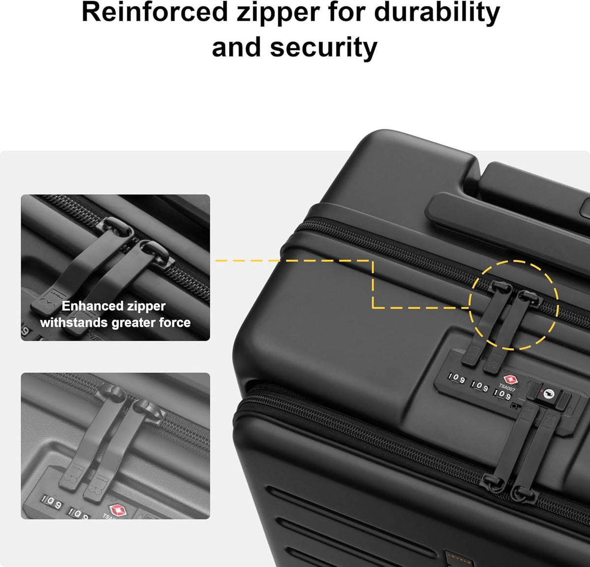 Road Runner Carry On Luggage with Front Compartment, 20 Inch Lightweight Hard Shell Suitcases with Wheels Airline Approved, Tsa Locks for Luggage, Grey,21.46" x 14.57" x 9.45"
