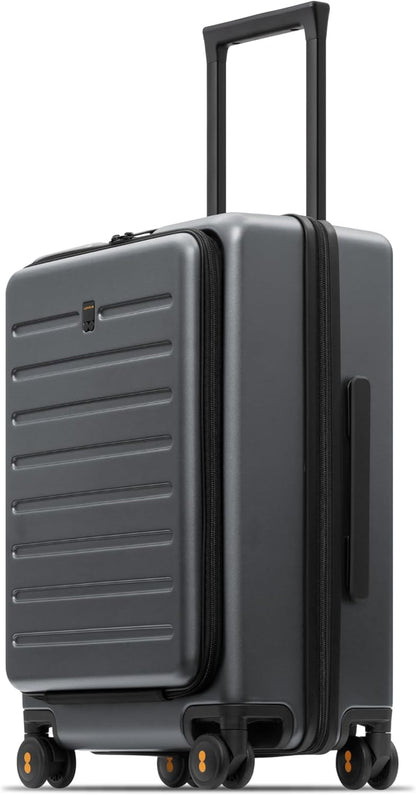Road Runner Carry On Luggage with Front Compartment, 20 Inch Lightweight Hard Shell Suitcases with Wheels Airline Approved, Tsa Locks for Luggage, Grey,21.46" x 14.57" x 9.45"