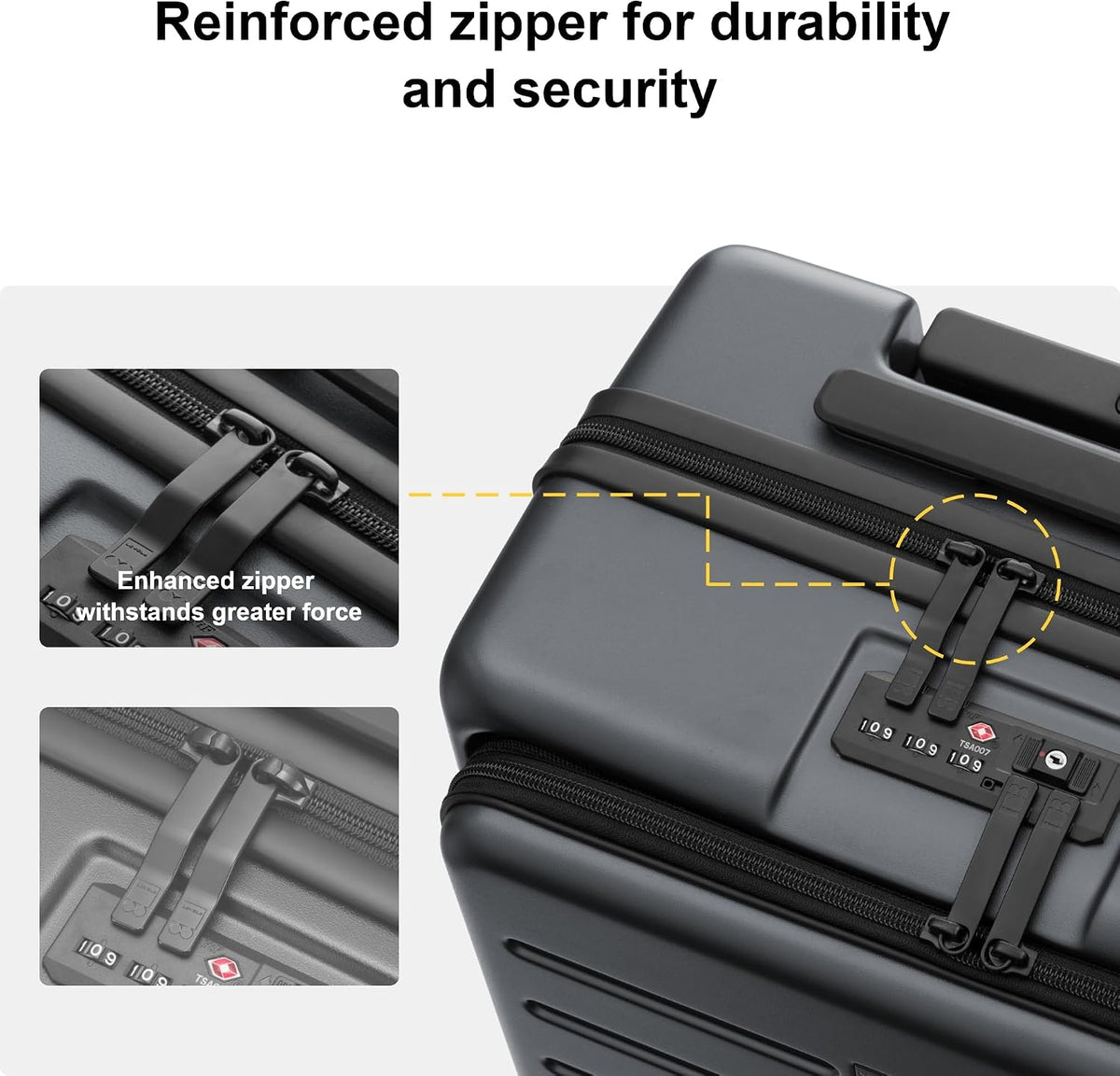 Road Runner Carry On Luggage with Front Compartment, 20 Inch Lightweight Hard Shell Suitcases with Wheels Airline Approved, Tsa Locks for Luggage, Grey,21.46" x 14.57" x 9.45"