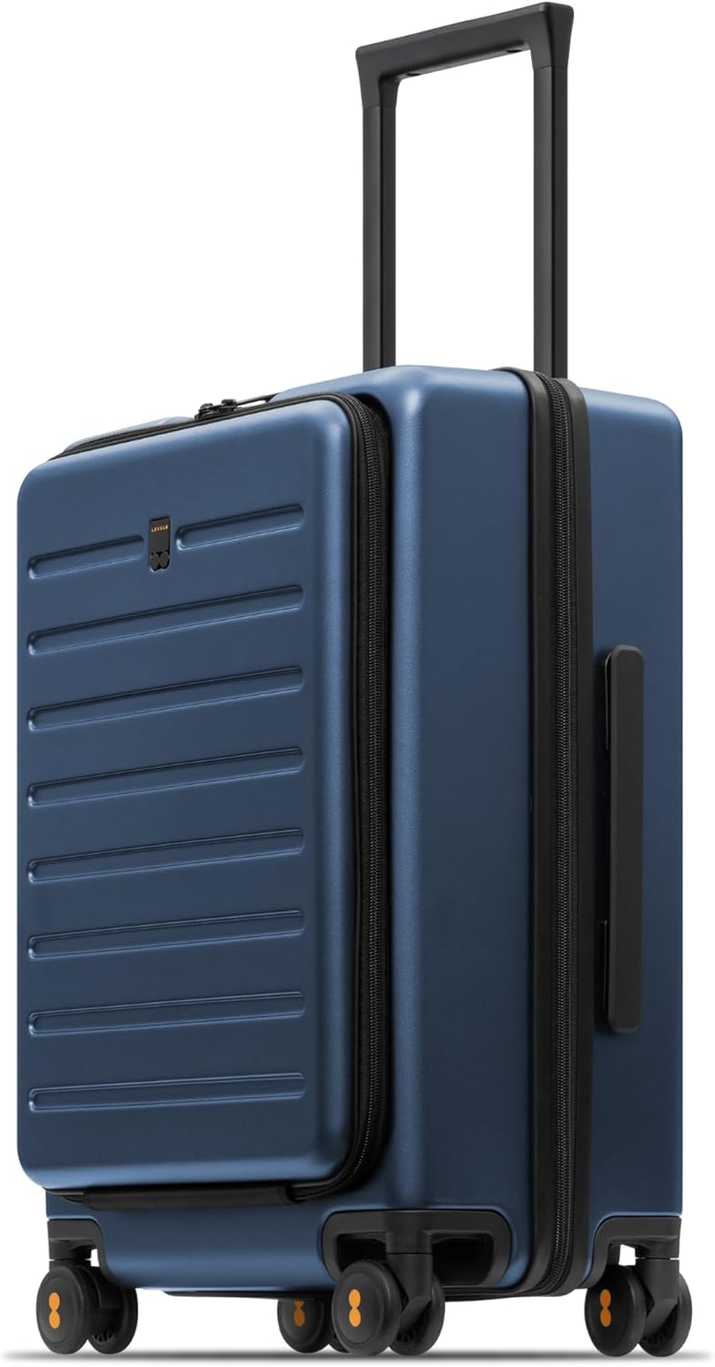 Road Runner Carry On Luggage with Front Compartment, 20 Inch Lightweight Hard Shell Suitcases with Wheels Airline Approved, Tsa Locks for Luggage, Grey,21.46" x 14.57" x 9.45"