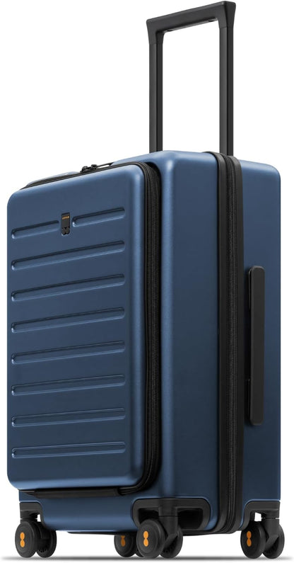 Road Runner Carry On Luggage with Front Compartment, 20 Inch Lightweight Hard Shell Suitcases with Wheels Airline Approved, Tsa Locks for Luggage, Grey,21.46" x 14.57" x 9.45"