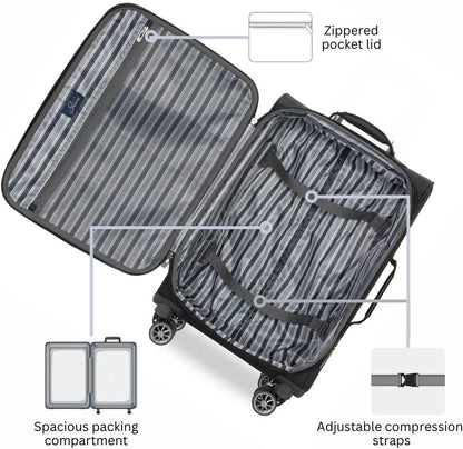 Skyway Epic Softside Carry-On Luggage - Lightweight Suitcase with Wheels for Travel | TSA Approved Carry-On Bag | Spinner Suitcase | Carry-On Luggage with Telescoping Handle, 20 inch, Surf Blue