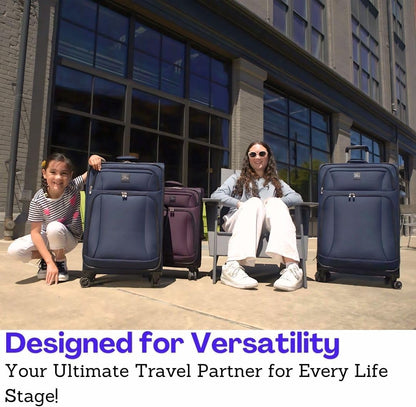 Skyway Epic Softside Carry-On Luggage - Lightweight Suitcase with Wheels for Travel | TSA Approved Carry-On Bag | Spinner Suitcase | Carry-On Luggage with Telescoping Handle, 20 inch, Surf Blue