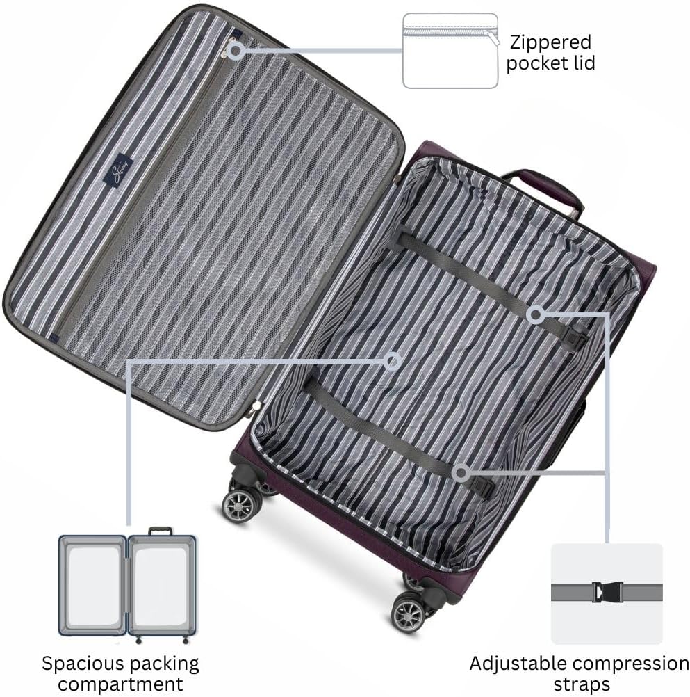 Skyway Epic Softside Carry-On Luggage - Lightweight Suitcase with Wheels for Travel | TSA Approved Carry-On Bag | Spinner Suitcase | Carry-On Luggage with Telescoping Handle, 20 inch, Surf Blue