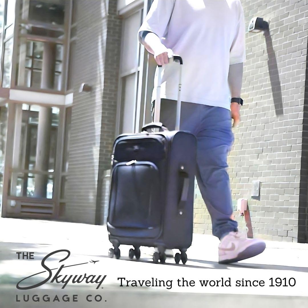 Skyway Epic Softside Carry-On Luggage - Lightweight Suitcase with Wheels for Travel | TSA Approved Carry-On Bag | Spinner Suitcase | Carry-On Luggage with Telescoping Handle, 20 inch, Surf Blue