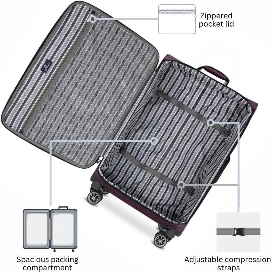 Skyway Epic Softside Carry-On Luggage - Lightweight Suitcase with Wheels for Travel | TSA Approved Carry-On Bag | Spinner Suitcase | Carry-On Luggage with Telescoping Handle, 20 inch, Surf Blue