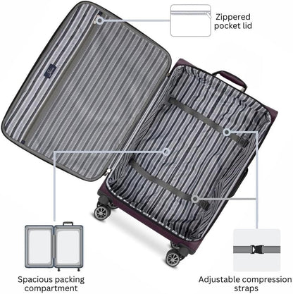 Skyway Epic Softside Carry-On Luggage - Lightweight Suitcase with Wheels for Travel | TSA Approved Carry-On Bag | Spinner Suitcase | Carry-On Luggage with Telescoping Handle, 20 inch, Surf Blue