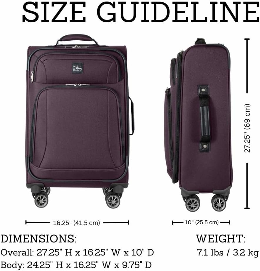 Skyway Epic Softside Carry-On Luggage - Lightweight Suitcase with Wheels for Travel | TSA Approved Carry-On Bag | Spinner Suitcase | Carry-On Luggage with Telescoping Handle, 20 inch, Surf Blue