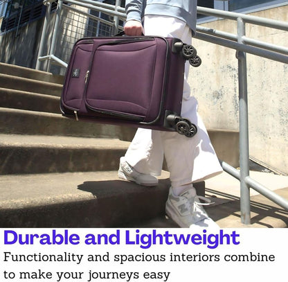 Skyway Epic Softside Carry-On Luggage - Lightweight Suitcase with Wheels for Travel | TSA Approved Carry-On Bag | Spinner Suitcase | Carry-On Luggage with Telescoping Handle, 20 inch, Surf Blue