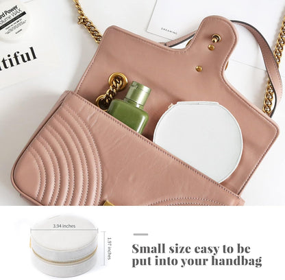 Velvet Jewelry Organizer, Mini Travel Jewelry Case, Small Portable Travel Jewelry Organizer Box with Mirror for Earrings Bracelets Rings Necklace (Beige)