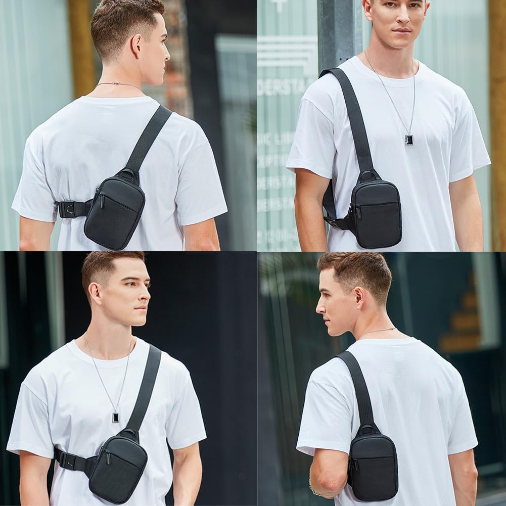 Mini Crossbody Sling Bag, Waterproof Chest Bag, Lightweight Shoulder Backpack for Men Women Workout Travel