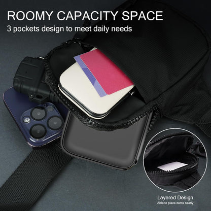 Mini Crossbody Sling Bag, Waterproof Chest Bag, Lightweight Shoulder Backpack for Men Women Workout Travel